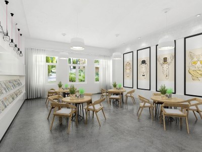 现代阅览室3D模型下载